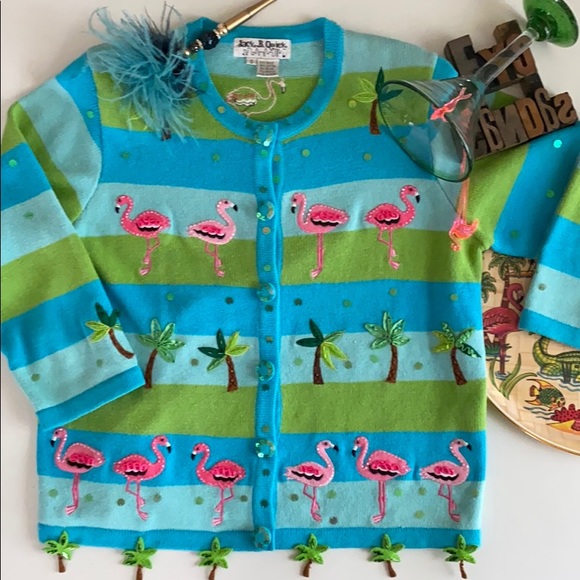 Jack B. Quick Sweaters - JACK B. QUICK 🦩/🌴 Sequin/Bead Encrusted Sweater